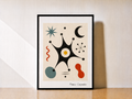Abstract art on minimal shelf display