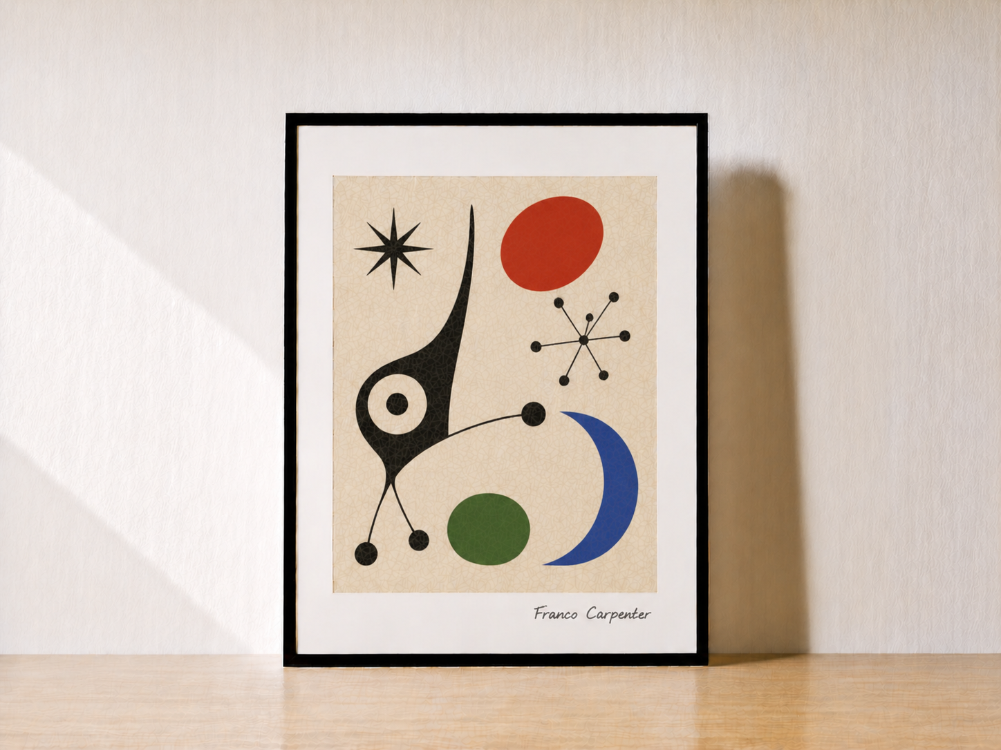 Abstract art on wooden tabletop