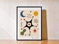 Abstract art print on textured wall
