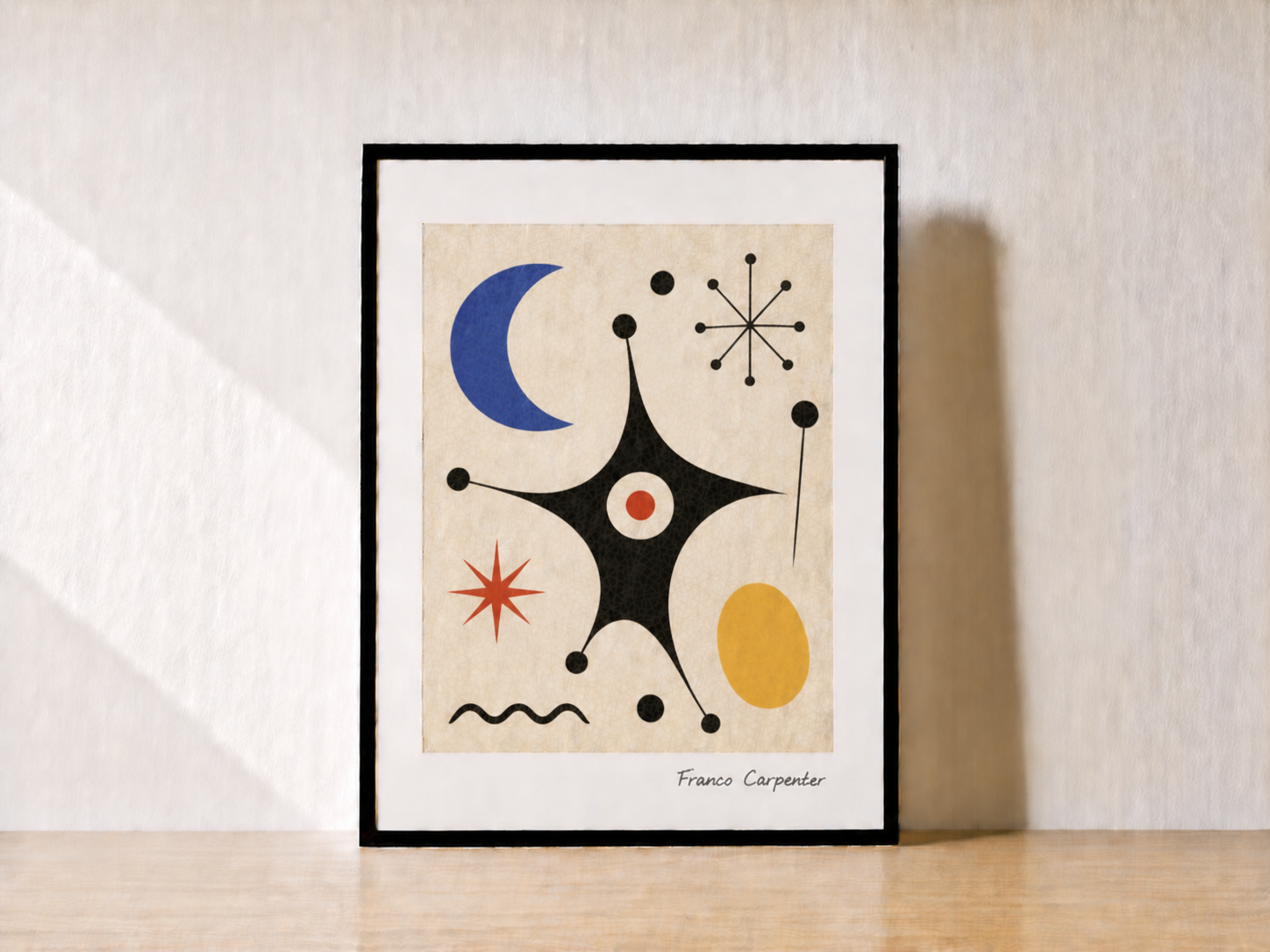 Abstract artwork on minimalist tabletop