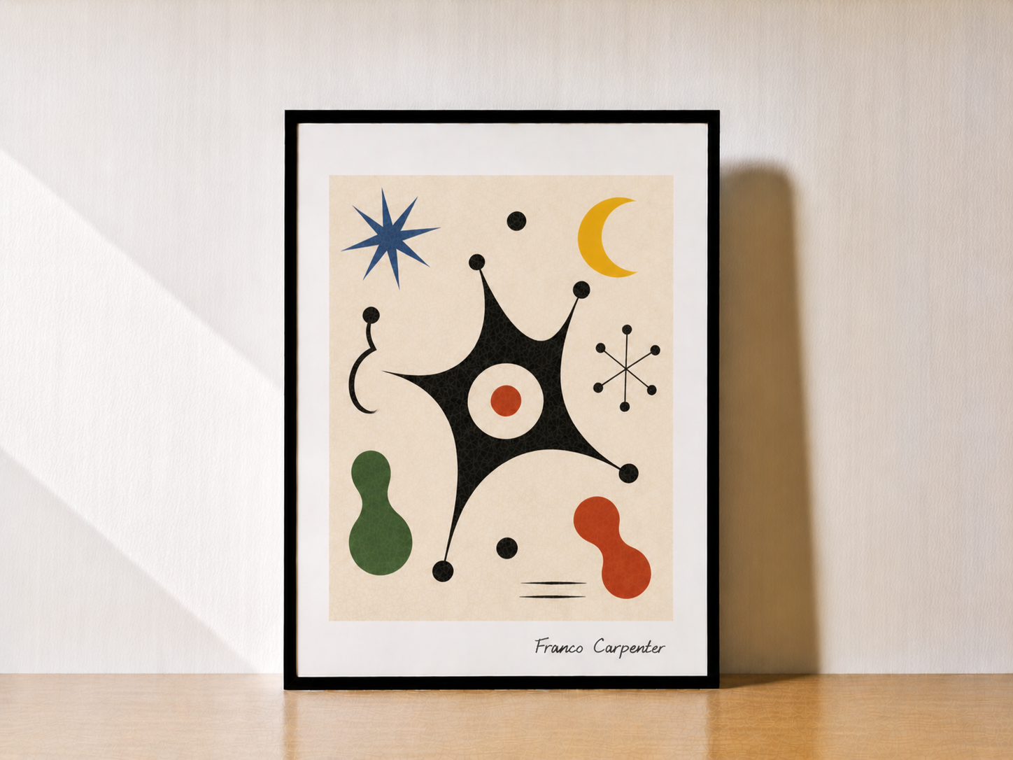 Abstract modern art on minimalist table