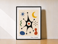Minimalist abstract art on wooden surface