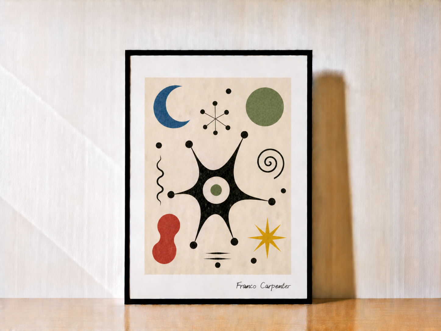 Minimalist abstract art on wooden surface (2)